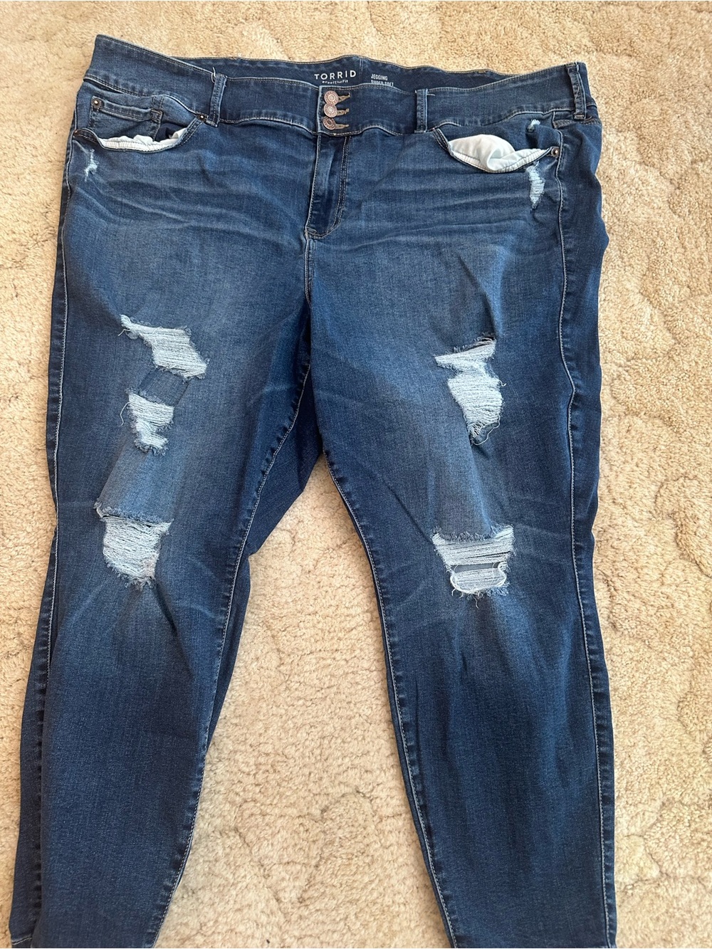 torrid Navy Distressed Skinny Jeans